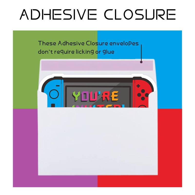 Dinggaogao Video Game Birthday Party Invitations- 3x6 Inch Double-Sided Invite