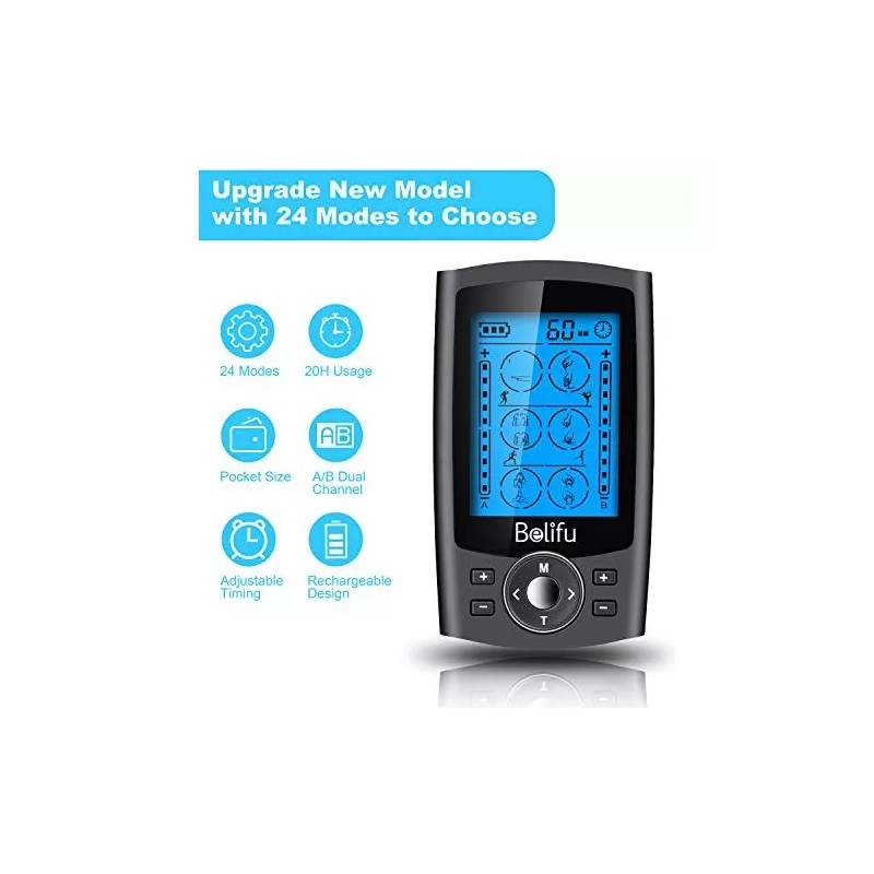 Belifu Tens Ems De Doble Canal 24 Modos. Estimulador Muscular