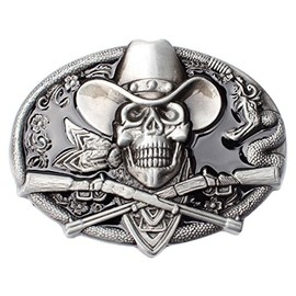 Vintage Pirate Skull Belt Buckle Western Cowboy Native American Motorcyclist (SK-17)
