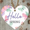 Springtime Wooden Heart Plaque - "Hello Spring" Quote | Rustic