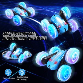 REMOKING Ferngesteuertes Auto Spielzeug ab 3 4 56 7 8 9 Jahre Junge Mädchen, 2.4Ghz RC Drift Car mit LED Blinken, Weihnachten Geburtstags Geschenke für Kinder, Indoor/Outdoor Alles Gelände (Blau)