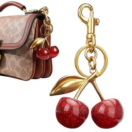 Sparkling Glitter Cherry Bag Charm with Key Ring & Clip – Adorable Cherry Accessories for Handbags, Purses, Backpacks, and More, Cherry Charm Keychains Cute Stuff