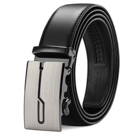 TANGCHAO Men's Belt, Leather Belt Ratchet Automatic Buckle for Men Business Suit Jeans, 35 mm Belt, Adjustable Size, Black (black 01)