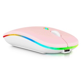 UrbanX Bluetooth Rechargeable Wireless Mouse for HP Stream 11 Pro G5 Laptop, RGB LED Baby Pink, Unisex