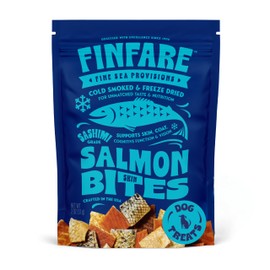 Finfare Freeze Dried Salmon Skin Treats for Dogs, 2oz Bites