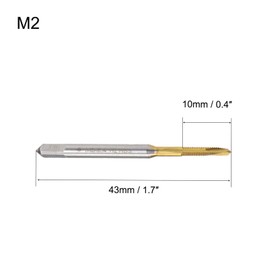 MACHSWON Spiral Point Plug Threading Tap M2 x 0.4mm, for Drilling and Tapping, H2 3 Flutes HSS, Titanium Coated, Round Shank with Square End Metric Screw Taps Tapping Bit, 1pcs