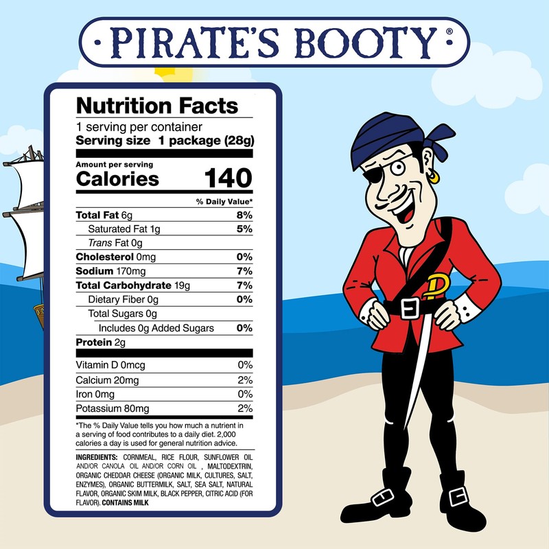 Pirate's Booty Aged White Cheddar Cheese Puffs, Gluten-Free, Kids Snacks,