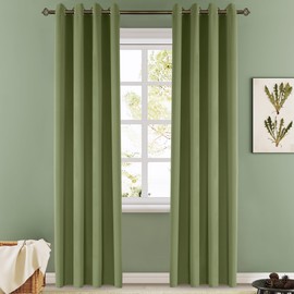 LCOOMZEN Sage Green Grommet Blackout Curtains for Bedroom and Living Room - 2 Panels Set Thermal Insulated Room Darkening Curtains (2 Panels，W52 x L90 Inch,Sage Green)