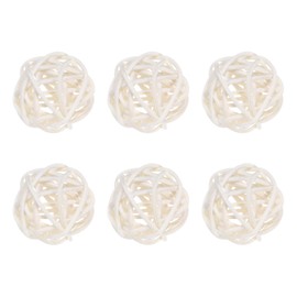 M METERXITY 6-Pack Wicker Rattan Balls 30mm/1.2 Inch Decorative Rattan Balls Orbs Vase Fillers Bowl Fillers for Christmas/Weddings/DIY Crafts/Home Decor [White]