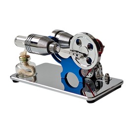 DiyXenginey Stirling Engine Generator Model with LED Bulb String 3 Lighting Effects, γ-Type Mirror-Reflective Thermal Air Stirling Engine Home Desk Decor - Red