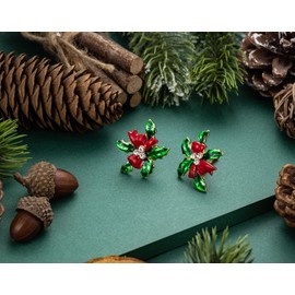 Holly Berry Earrings, Holly Leaf Stud Earrings, 16mm, Christmas Stud Earrings for Women, Christmas Ornament Earrings
