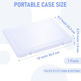 SAYEEC Portable Project Case A4 Plastic Transparent File Storage Box for 8"x11.5" Paper Slim Photo Art Craft Storage Container Scrapbook Document Organizer Magazine Protector for Office School