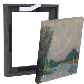 12x16 Real Solid Wood Canvas Floater Frame, Floating Frame with Adhesive, Floating Frames for Oil Canvas Art Painting (12x16,Black)