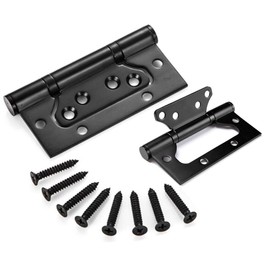 Pack-of-2 4in Invisible Door Hinges Stainless Steel Butterfly Groove-Free Flush Hinges Anti-Rust and Mute Bearings-Black