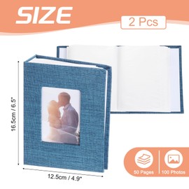 sourcing map Photo Album, 4 x 6 Linen Cover Photo Album Small Photo Album Book for 100 Pockets Hold 100 Pictures for Wedding Family Anniversary Engagement Travel, (Blue),2 Pcs