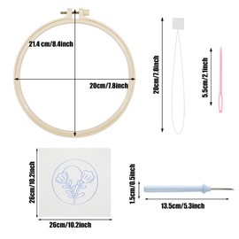 Allazone - Juego de 3 kits de bordado de agujas de perforación, kit de agujas de perforación para adultos principiantes con patrón de flores de amanecer, instrucciones, aro de plástico, hilo y mango
