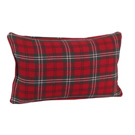 Homescapes Edward Check Cushion Cover 30 x 50 cm 100% Cotton Scottish Tartan Pattern Zip Closure Red Green