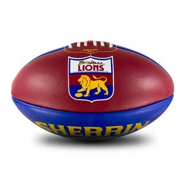 Sherrin Brisbane Lions AFL Club Leather Football, Size 5
