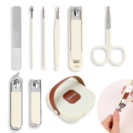 Kasoud Nail Set Manicure, 8PCS Nail Kit Manicure Set, Hand-Held Box Professional Nail Clippers Kit, Nail Clippers Pedicure Kit, Stainless Steel Pedicure Kit for Men Women with Storage Travel Case