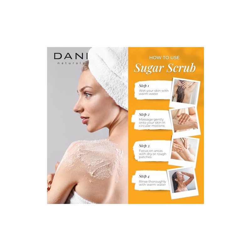 DANI - Exfoliante de azúcar natural, 14 oz