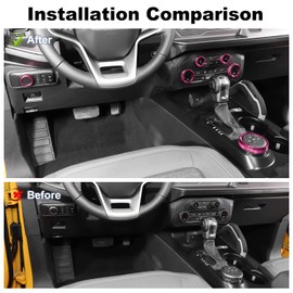 Linskip Dashboard Control Knob Trim Set for Ford Bronco 2025-2021, Aluminum Switch Knob Covers for Bronco Interior Accessories(Pink)