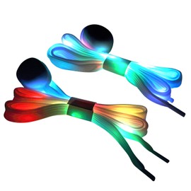 KINMINGZHU Shoelaces Light Up Laces, 3 Modes 7 Colors Flashing Colorful Shoestrings for Night Party(White)