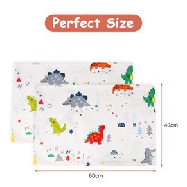 Vicloon Baby Toddler Pillowcase, 2 Pack 100% Cotton Pillow Cover, Cot Bed Pillow Pair Cases 40x60cm, Soft and Breathable Baby Pillowfor Boy & Girl Bedding, Kids Travel Pillow Pillowcase（Dinosaur）