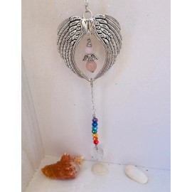Unbranded Rose Quartz Sun Catcher Angel Window Wall Decoration