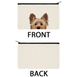 WIRESTER Canvas Zipper Makeup Bag, Cosmetic Pouch, Organizer Case for Women Girl, Multi-Purpose Travel Cosmetic Bag - Yorkshire Terrier Dog