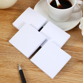 4 White (Square) Sticky Notes, 100 Sheets Per Pad, 76 x 76 mm, Clean and Minimalist Design for Office Notes, Study Notes and Organized Reminders