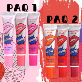 Lip Gloss Tinta Indeleble Labial Larga Duración Pack 3pz F                                                                                            