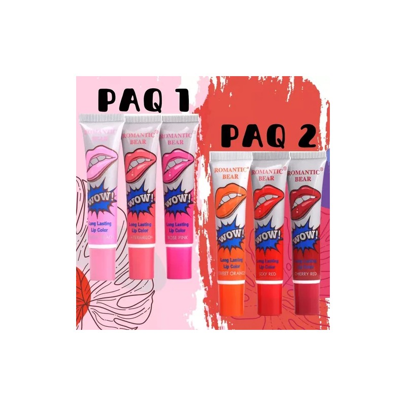 Lip Gloss Tinta Indeleble Labial Larga Duración Pack 3pz F