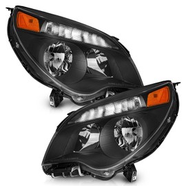 WEELMOTO Headlight for 2010 2011 2012 2013 2014 2015 Equinox LS/LT,for 10-15 Equinox LS/LT Headlamp Replacement Black Housing Amber Reflector