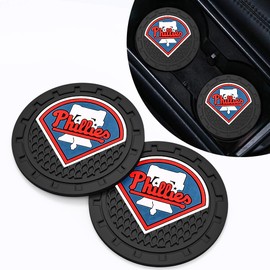 Silicone Phillies Car Cup Holder Coasters,Baseball Fans Car Coasters for Phila Phillies Fans, Non-Slip Universal Fit Cup Holder Insert