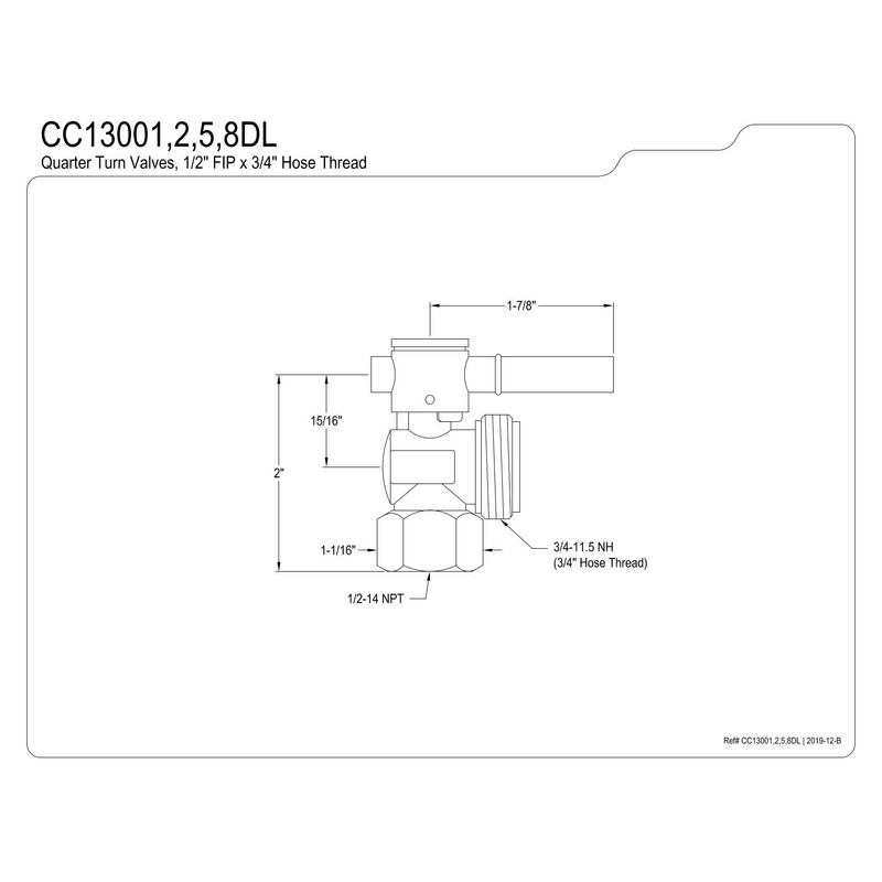 Kingston Brass CC13008DL Concord 1/2-Inch IPS X 3/4-Inch Hose Washing