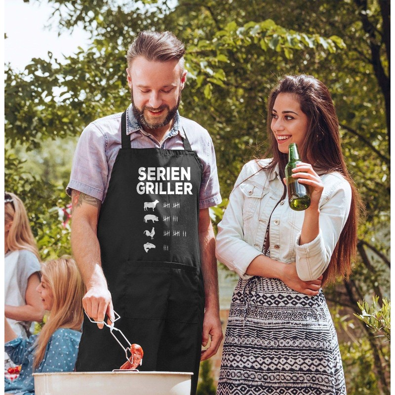 MoonWorks BBQ Apron for Men with Saying Series Griller Line