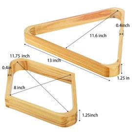 TOPZEA 2 Pack Wooden Billiard Ball Racks, Solid Wood 8-Ball Triangle Ball Rack 9-Ball Diamond Rack Set, Table Pool Balls Racks for Standard 2-1/4" Balls, Snooker, Pool Table Accessory
