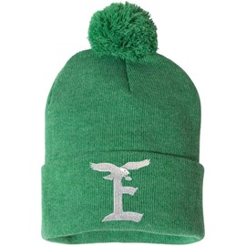 36 and Oh! Philadelphia E Football Beanie Winter Hat Heather Kelly Green