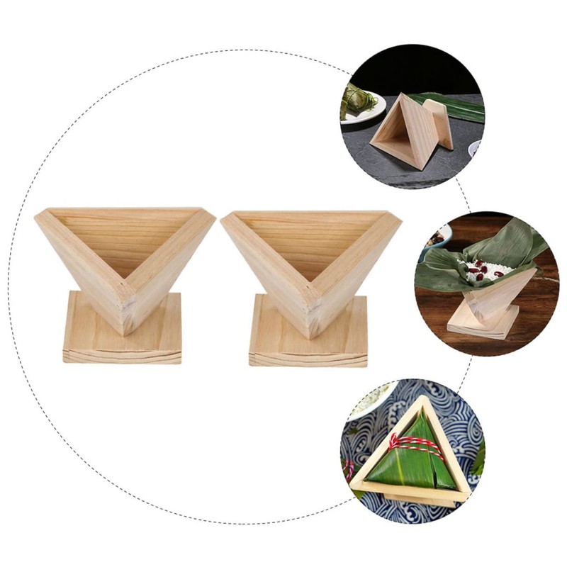 LABRIMP 2Pcs Wooden Rice Ball Molds Triangle Moulds for Rice