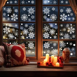 JCFIRE 152Pcs Christmas Snowflake Window Clings Stickers, 8 Sheets Larger Christmas Window Decorations, Christmas Window Clings Holiday Decor, Xmas Decorations for Home School Christmas Party