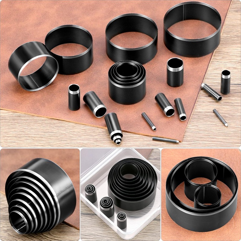 QWORK Leather Circle Cutter Tool Set - 21-Piece High Carbon