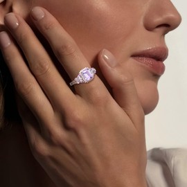 AGRULE Purple Butterfly Ring Sterling Silver Emerald Cut Engagement Ring 4 Carat Big Promise Ring Birthday Wedding Jewelry Alexandrite Ring for Women, Size 8