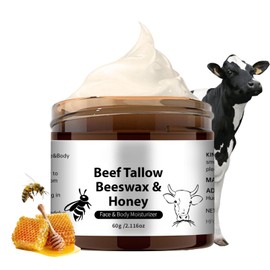 Beef Tallow Moisturiser - Beef Tallow Skin Care - Tallow And Honey Balm Beeswax for Skin Deep Nourish - Face & Body Butter for Dry Skin - Face Cream for Repair Barrier,Tender Skin 60g