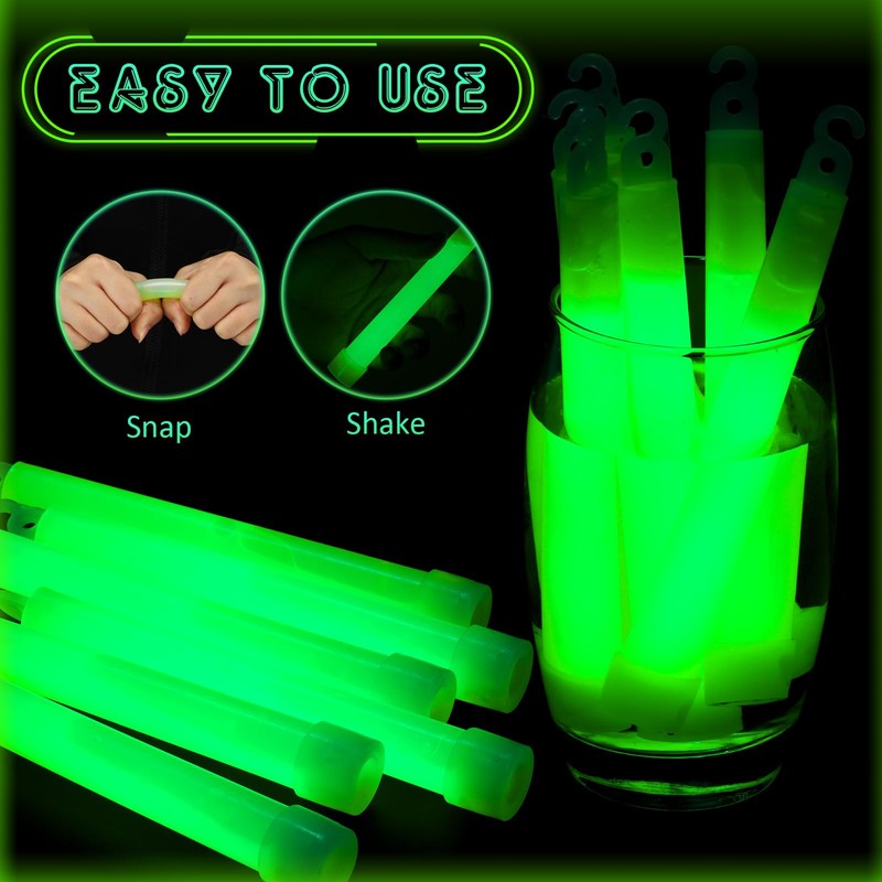 Sotiff Bright 6 Inch Large Glow Sticks Bulk Green Emergency