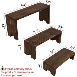 Yikaroeli Display Risers-3 Tier Wood Risers Decorative Rectangular Display Stands Cupcake Stands Cologne Perfume Organizer(6-piece Set) (Brown Wood)
