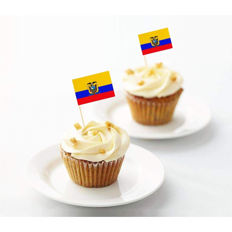 100 Pcs Ecuador Toothpick Flag Ecuadoran Small Mini Cocktail Fruit
