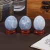 dssmboom Polished Blue Celestin Crystal Egg with Wooden Stand, 40-45mm