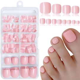 Lifextol 240pc Press on Toenails for Women Toe Press on Nails Short Fake Toe Nails Press ons with Glue&Adhesive Tabs, Acrylic Toe Nail Tips False Toenail Press ons Artificial Fake Toenails-Peach Pink