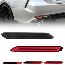 VANKUB LED Bumper Reflector Brake Tail Turn Signal Lights for Lexus RC250 RC350 is-F GX470 Toyo-ta REIZ Sienna Matrix Venza Avalon, 3-in-1 Sequential Turn Signal & Brake & Driving - Smoked Lens