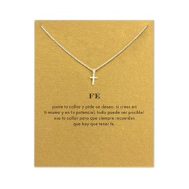 Yocoyee Minimalist Simple Tiny Cross Pendant Necklace Prayer Religious Lucky Necklace with Meaning Card Women Jeweiry-Silver